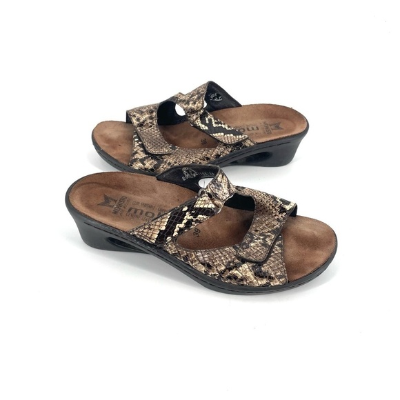 Mephisto Python Snake Print Double Strap Slip On Sandal Slide - Picture 2 of 7